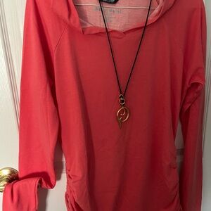 Hoodie Top & Necklace.Salmon color. Large. West Marine brand. 100% polyester.